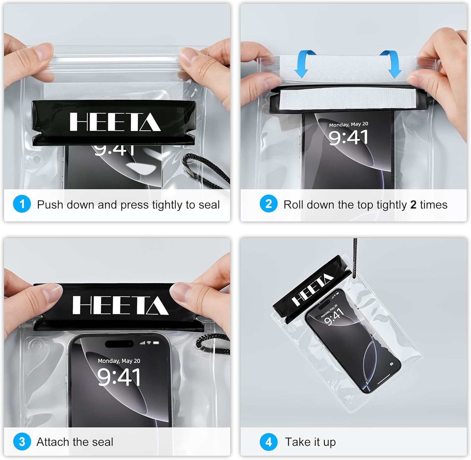 5-Pack Clear Waterproof Dry Bag Pouch, Water Tight Cases Dry Bags Document Holder for Camera Mobile Phone Maps, Kayaking Boating