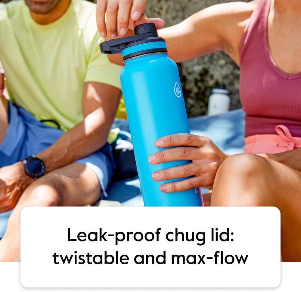 18 Oz Double Wall Vacuum Insulated Stainless Steel Water Bottle - Reusable with Leakproof Chug & Straw Lids - Keeps Drinks Cold 24 Hr/Hot 12 Hr - Easy Maintenance - Gym/On-The-Go, White