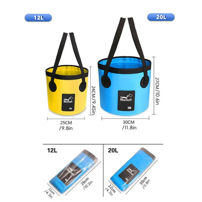 Portable Folding Water Bucket, Collapsible Water Container, 12 L / 20 L Water Storage Bag with Straps, Multifunctional Water Storage Bladder for Outdoor Camping and Hiking #GLOBAL PICKS