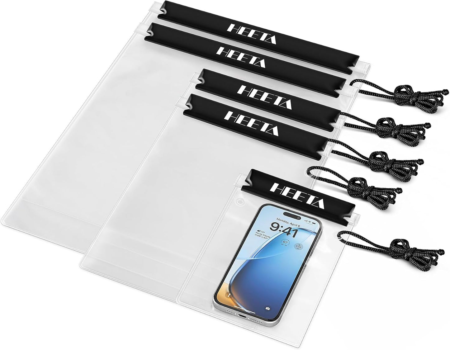 5-Pack Clear Waterproof Dry Bag Pouch, Water Tight Cases Dry Bags Document Holder for Camera Mobile Phone Maps, Kayaking Boating