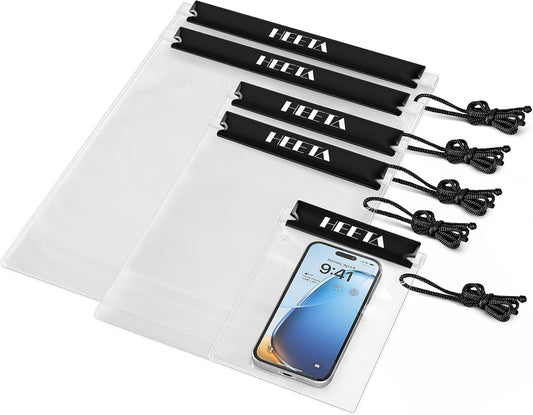 5-Pack Clear Waterproof Dry Bag Pouch, Water Tight Cases Dry Bags Document Holder for Camera Mobile Phone Maps, Kayaking Boating