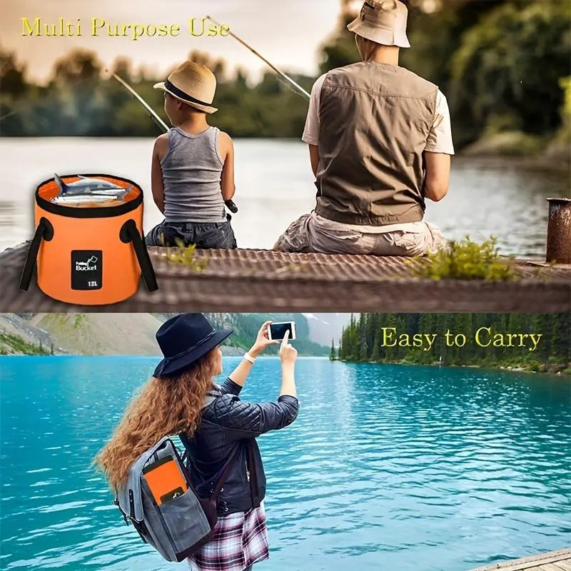 Portable Folding Water Bucket, Collapsible Water Container, 12 L / 20 L Water Storage Bag with Straps, Multifunctional Water Storage Bladder for Outdoor Camping and Hiking #GLOBAL PICKS