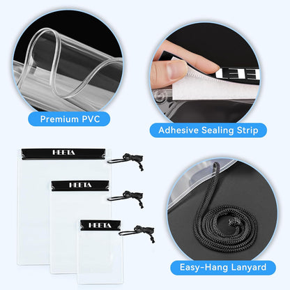 5-Pack Clear Waterproof Dry Bag Pouch, Water Tight Cases Dry Bags Document Holder for Camera Mobile Phone Maps, Kayaking Boating