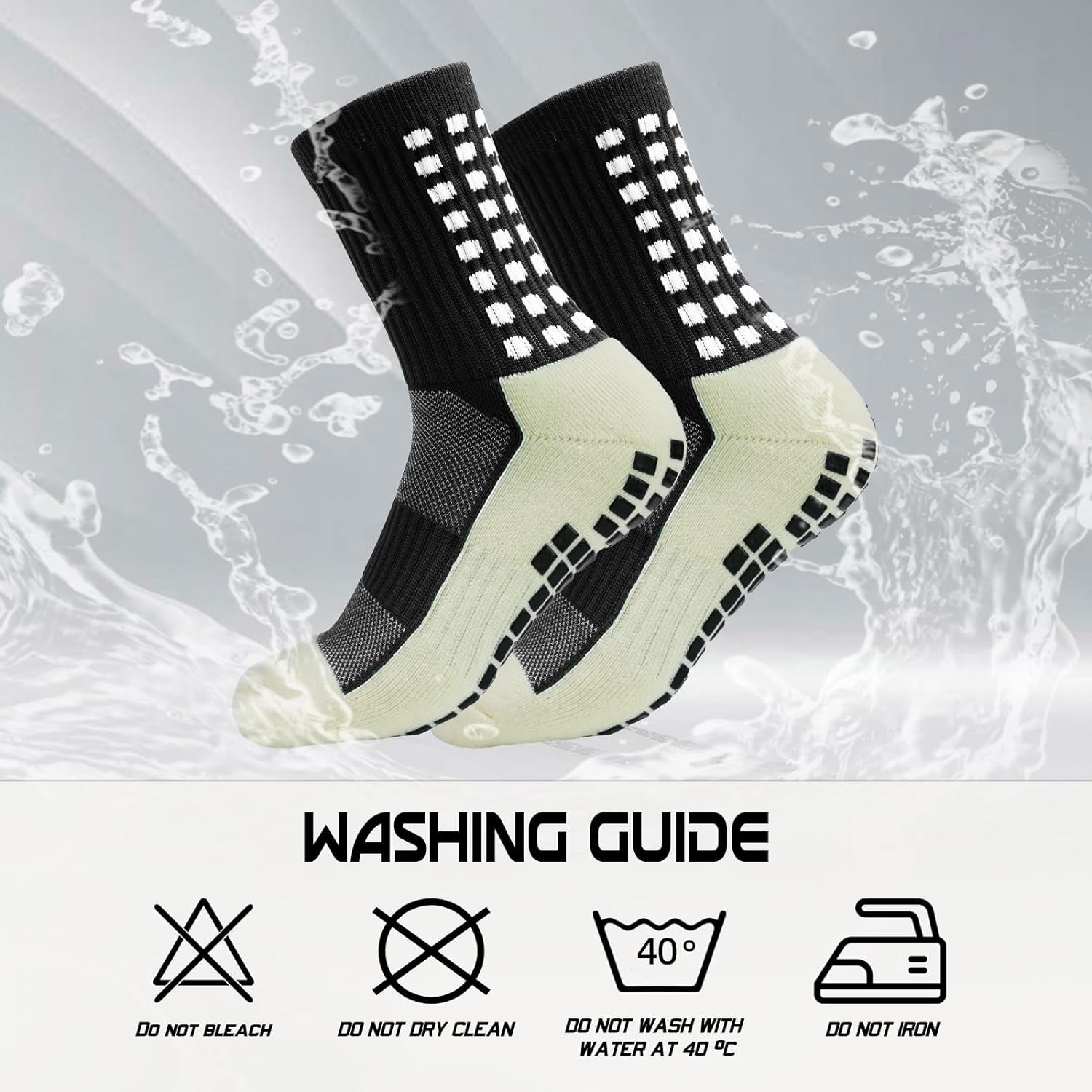 4 Pairs Mens Grip Soccer Socks Non Slip Grippy Women Socks for Football Basketball Sports