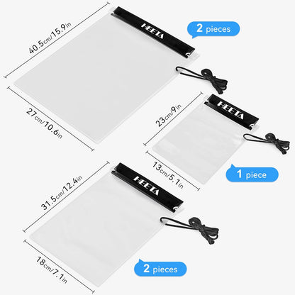 5-Pack Clear Waterproof Dry Bag Pouch, Water Tight Cases Dry Bags Document Holder for Camera Mobile Phone Maps, Kayaking Boating
