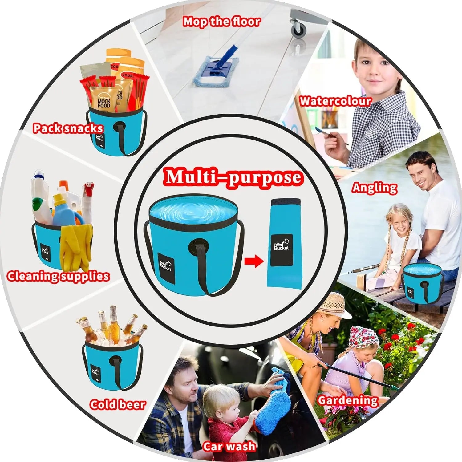 Portable Folding Water Bucket, Collapsible Water Container, 12 L / 20 L Water Storage Bag with Straps, Multifunctional Water Storage Bladder for Outdoor Camping and Hiking #GLOBAL PICKS
